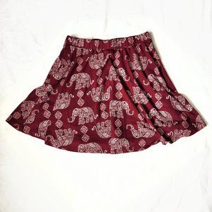 LA Hearts Maroon Elephant Mini Skirt